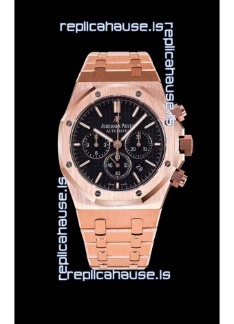 Audemars Piguet Royal Oak Chronograph Pink Gold Case Black Dial - 1:1 Mirror Replica