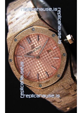 Audemars Piguet Royal Oak Frosted Rose Gold QUARTZ Watch Champange Dial 33MM - 1:1 Mirror Replica 
