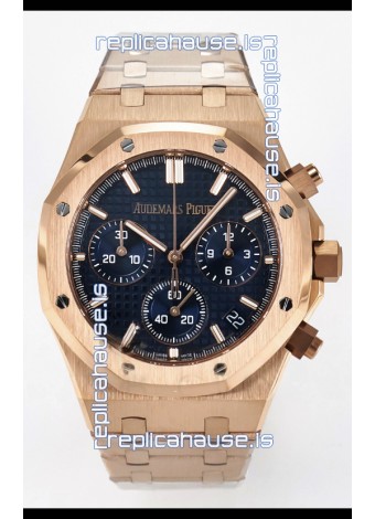Audemars Piguet Royal Oak Super Clone - Black Dial Rose Gold Casing 41MM