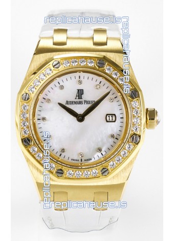 Audemars Piguet Royal Oak 33MM Rose Gold Quartz Rose Gold Pearl Dial Swiss Replica Watch