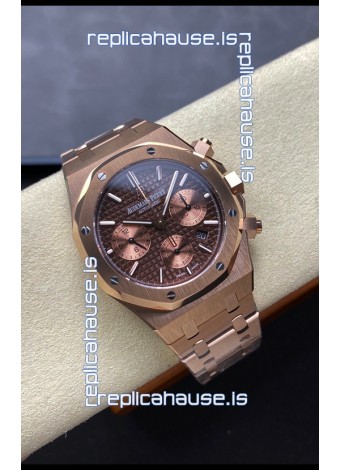 Audemars Piguet Royal Oak Super Clone - Rose Gold Casing Brown Dial in 41MM