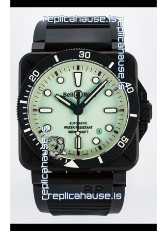 Bell & Ross BR03-92 Divers Edition PVD Coated 1:1 Mirror Replica Green Dial