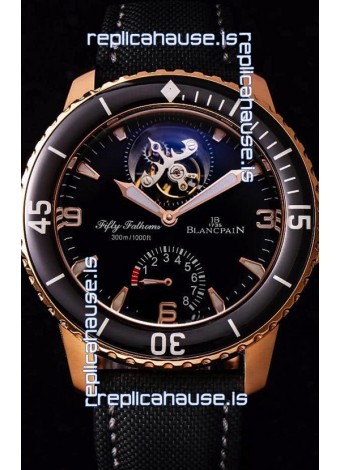 Blancpain Fifty Fathoms Tourbillon 8 Jours 1:1 Mirror Swiss Replica Watch in Rose Gold Casing