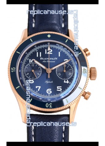 Blancpain Air Command Blue Dial Rose Gold 1:1 Mirror Swiss Replica Watch 