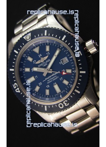 Breitling SuperOcean 44 Special Steel - Mariner Blue Swiss Replica Watch with Steel Strap