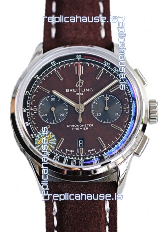 Breitling Premier B01 Chronograph 42 Edition Steel Casing Centenary Brown Dial - 1:1 Mirror Replica Watch