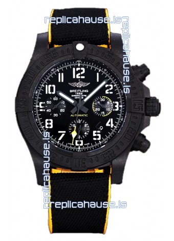 Breitling Avenger Hurricane Chronograph Black Dial Yellow Rimmed Nylon - DLC Coating Swiss Replica Watch