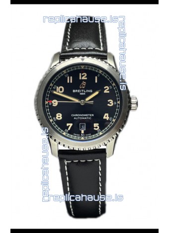 Breitling Navitimer Aviator 8 Automatic 41 Black Dial Brown Strap 1:1 Mirror Swiss Replica Watch 