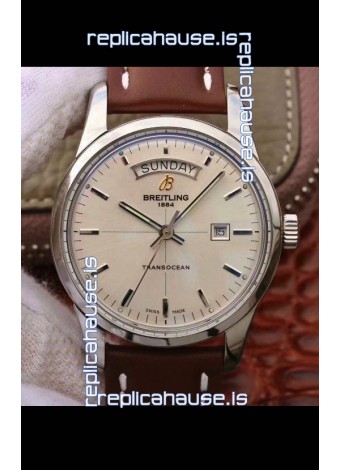 Breitling Transocean Day & Date Swiss Replica Watch in White Dial 1:1 Mirror Edition