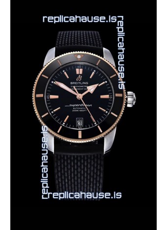 Breitling SuperOcean Heritage II 44MM Black Dial Two Tone 904L Rubber Strap 1:1 Mirror Replica