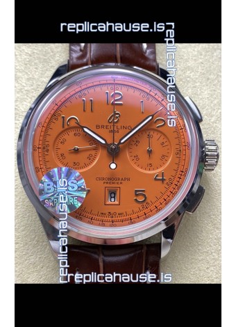 Breitling Premier B01 Chronograph 42 Edition Steel Casing Salmon Dial - 1:1 Mirror Replica Watch