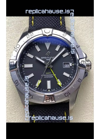 Breitling Avenger GMT Automatic 44 Swiss 1:1 Super Clone Replica Watch - Black Dial 