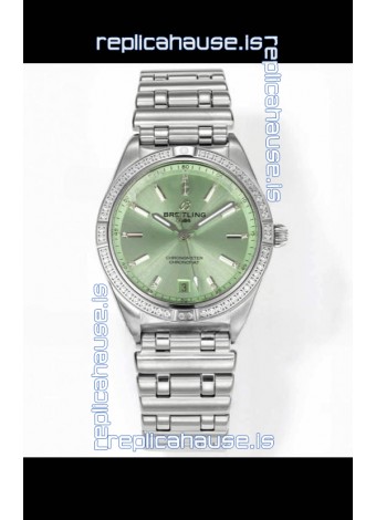 Breitling Chronomat 36MM Stainless Steel Casing 1:1 Mirror Replica Watch Green Dial