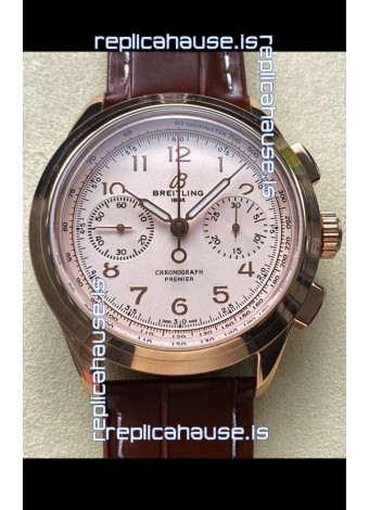 Breitling Premier B01 Chronograph 42 Edition Rose Gold White Dial - 1:1 Mirror Replica Watch