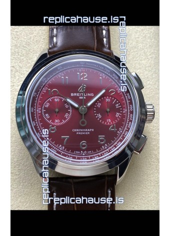 Breitling Premier B01 Chronograph 42 Edition Steel Casing Maroon Dial - 1:1 Mirror Replica Watch