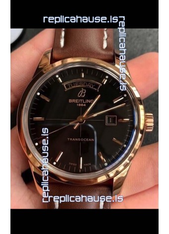 Breitling Transocean Day & Date Swiss Replica Watch in Black Dial 1:1 Mirror Edition