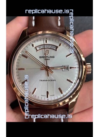 Breitling Transocean Day & Date Swiss Replica Watch in White Dial 1:1 Mirror Edition