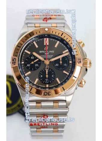 Breitling Chronomat B01 42 Edition Swiss 904L Steel 2 Tone Rose Gold with Grey Dial 1:1 Mirror Replica Watch