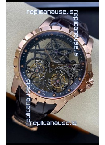 Roger Dubuis Excalibur Dual Tourbillon 1:1 Mirror Swiss Rose Gold Case