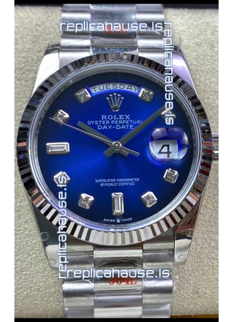 Rolex Day Date 36MM M128239-0023 904L Steel in Blue Dial 1:1 Mirror Replica