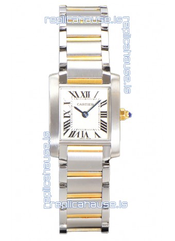 Cartier Tank Francaise Yellow Gold Two Tone Swiss Quartz Replica Watch 25.70MM