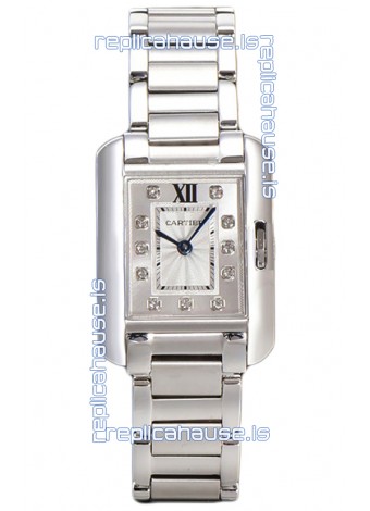 Cartier Tank Anglaise Steel Casing in Steel Strap Swiss Quartz Watch 30MM