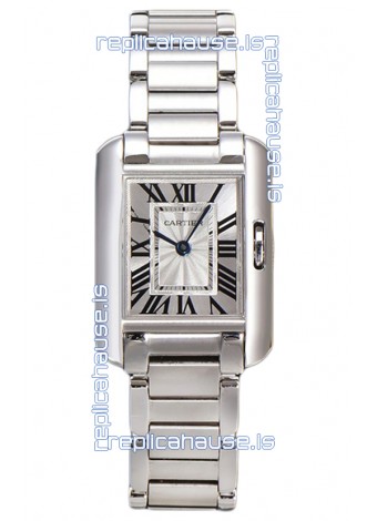 Cartier Tank Anglaise Steel Casing in Steel Strap Swiss Quartz Watch 30MM