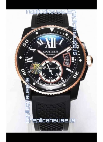 Calibre De Cartier Watch 42MM Blue Dial PVD Coated Case - 1:1 Mirror Replica Watch