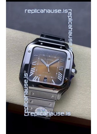 Cartier Santos De Cartier 904L Steel Brown Dial 1:1 Mirror Replica - 40MM Stainless Steel Watch