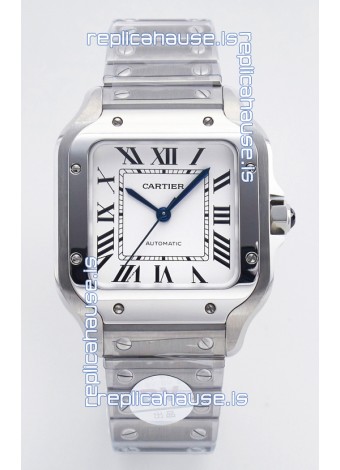 Cartier Santos De Cartier 904L Steel White Dial Super Clone Replica 35MM Watch 
