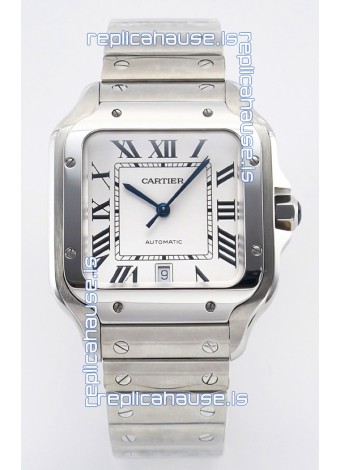 Cartier Santos De Cartier 904L Steel White Dial Super Clone Replica 40MM Watch 