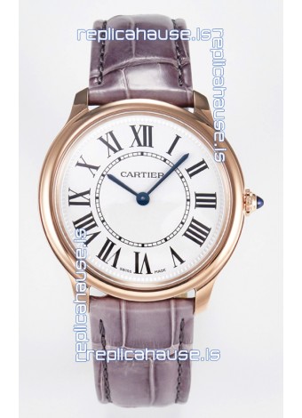 Ronde Louis Cartier Super Clone 36MM Rose Gold Watch in Swiss Quartz Movement