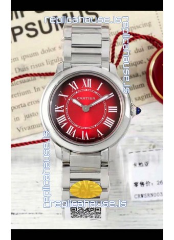 Cartier Ronde Must 29MM Swiss Quartz Red Dial 1:1 Mirror Swiss Replica Watch 