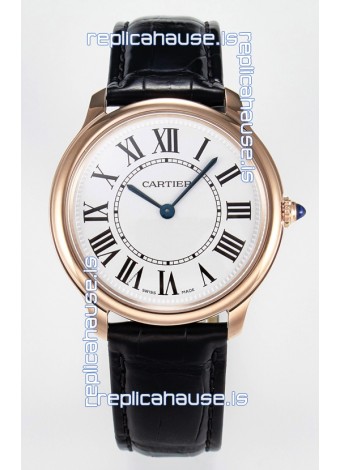 Ronde Louis Cartier Super Clone 36MM Rose Gold Watch in Swiss Quartz Movement