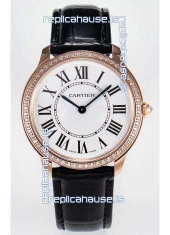 Ronde Louis Cartier Super Clone 36MM Rose Gold Watch in Swiss Quartz Movement