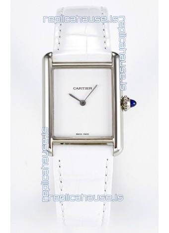 Tank Must Cartier Super Clone Edition 29MM Watch in Steel Casing White Dial 