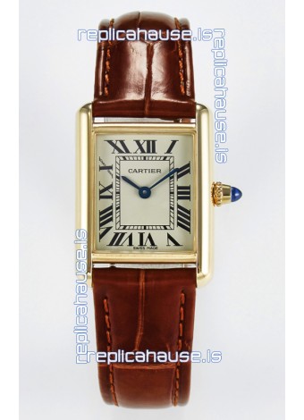 Tank Must Cartier Super Clone Edition 29MM Watch in Yellow Gold Casing 