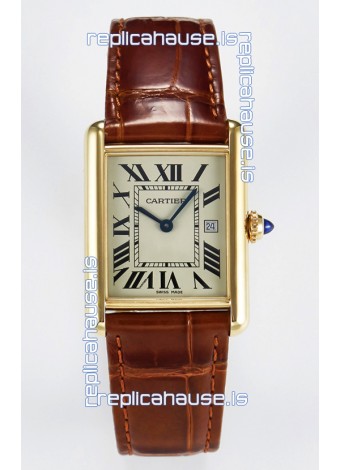 Tank Must Cartier Super Clone Edition 33.7 Watch in Yellow Gold Casing 