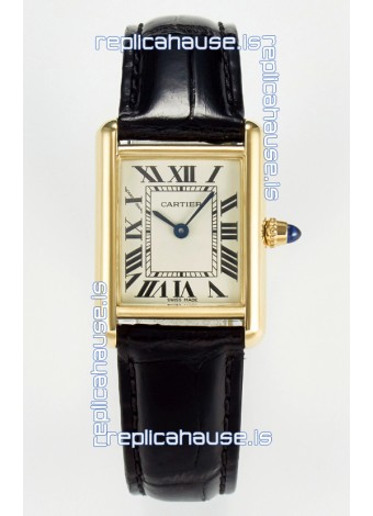 Tank Must Cartier Super Clone Edition 29MM Watch in Yellow Gold Casing 