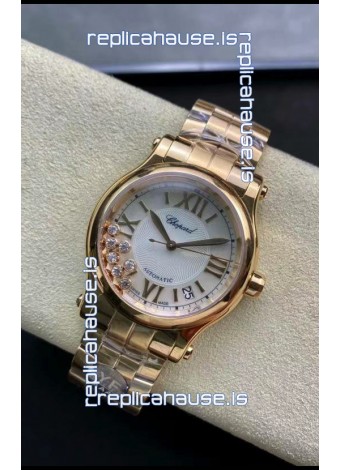 Chopard Happy Sport 1:1 Mirror Swiss Automatic Replica Watch 36MM in Rose Gold Casing White Dial