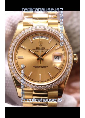 Rolex Day Date Presidential 904L Steel Yellow Gold 40MM - Gold Dial 1:1 Mirror Quality Watch