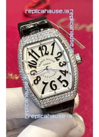 Franck Muller V32 Swiss Quartz Mossanite 1:1 Replica Watch 36MM Black Numerals