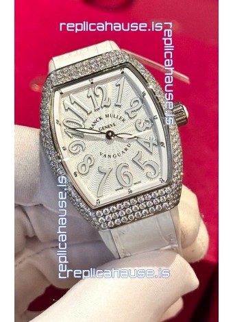 Franck Muller V32 Swiss Quartz Mossanite 1:1 Replica Watch 36MM White Numerals