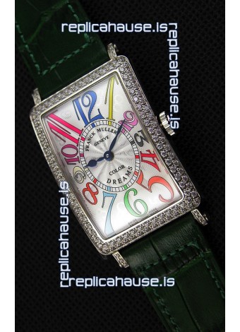 Franck Muller Long Island Color Dreams Ladies Swiss Replica Watch - Green Strap