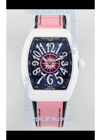 Franck Muller Vanguard Yachting V32 Ceramic Casing Pink Dial/Strap Swiss Replica Watch 