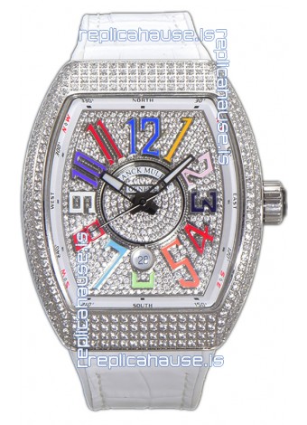 Franck Muller Vanguard V45 Diamonds Dial/Casing - Color Dreams Markers Swiss Watch 