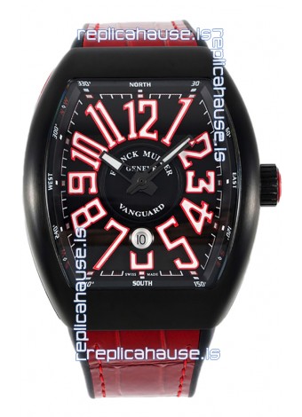 Franck Muller Vanguard in DLC Coated Casing Black Dial Swiss Replica Watch