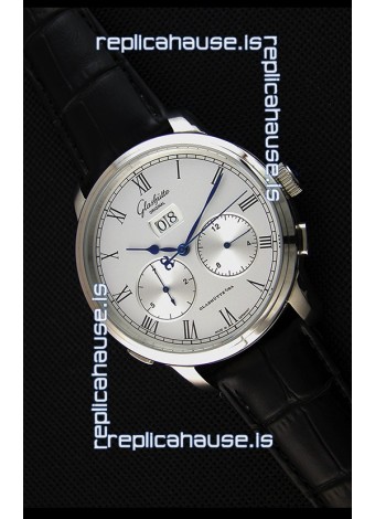 Glashuette Dual Sub Dial Japanese Replica Watch in White Dial