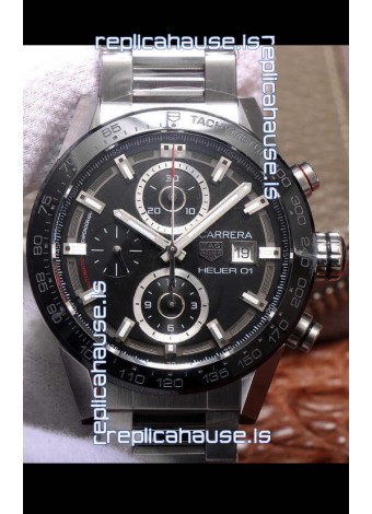 Tag Heuer Carrera Heuer 01 Swiss Replica Watch in Steel Casing Ceramic Bezel 43MM