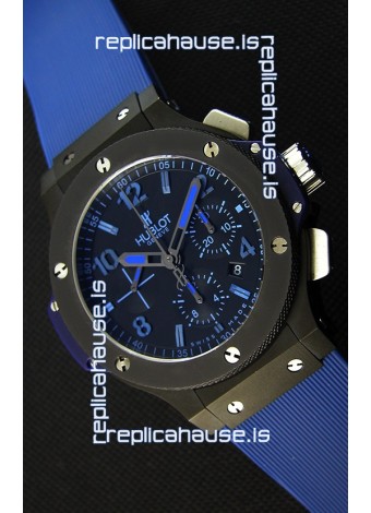 Hublot Big Bang All Black PVD Blue Swiss Replica Watch 1:1 Mirror Replica 